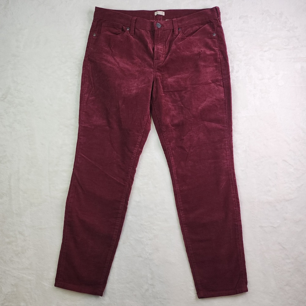 J.Crew Womens Burgundy Corduroy Slim Straight Leg Pants Size 30 Red Wine Purple